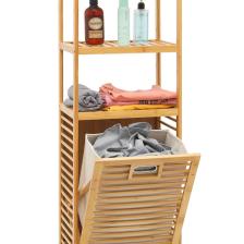 Digithome Bambu Kirli Sepetli 3 Raflı Çok Amaçlı Banyo Düzenleyici Çamaşır Sepeti Organizer DB-0002