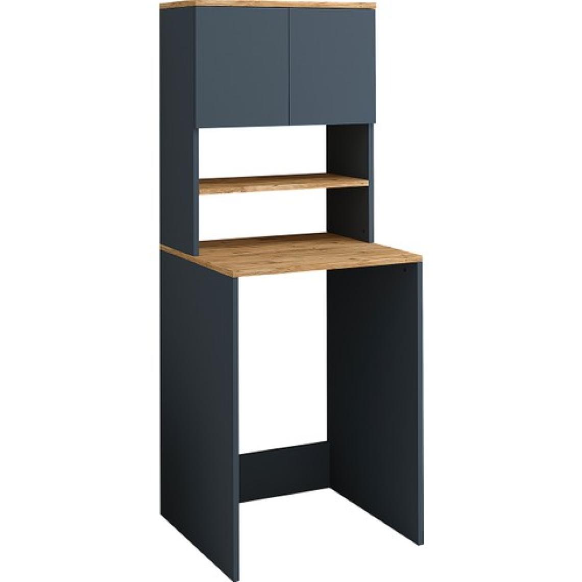 Banos Roomart CD10 Çamaşır Makinesi Dolabı 3 Raflı 2 Kapaklı Banyo Dolabı Mat Antrasit-Ahşap