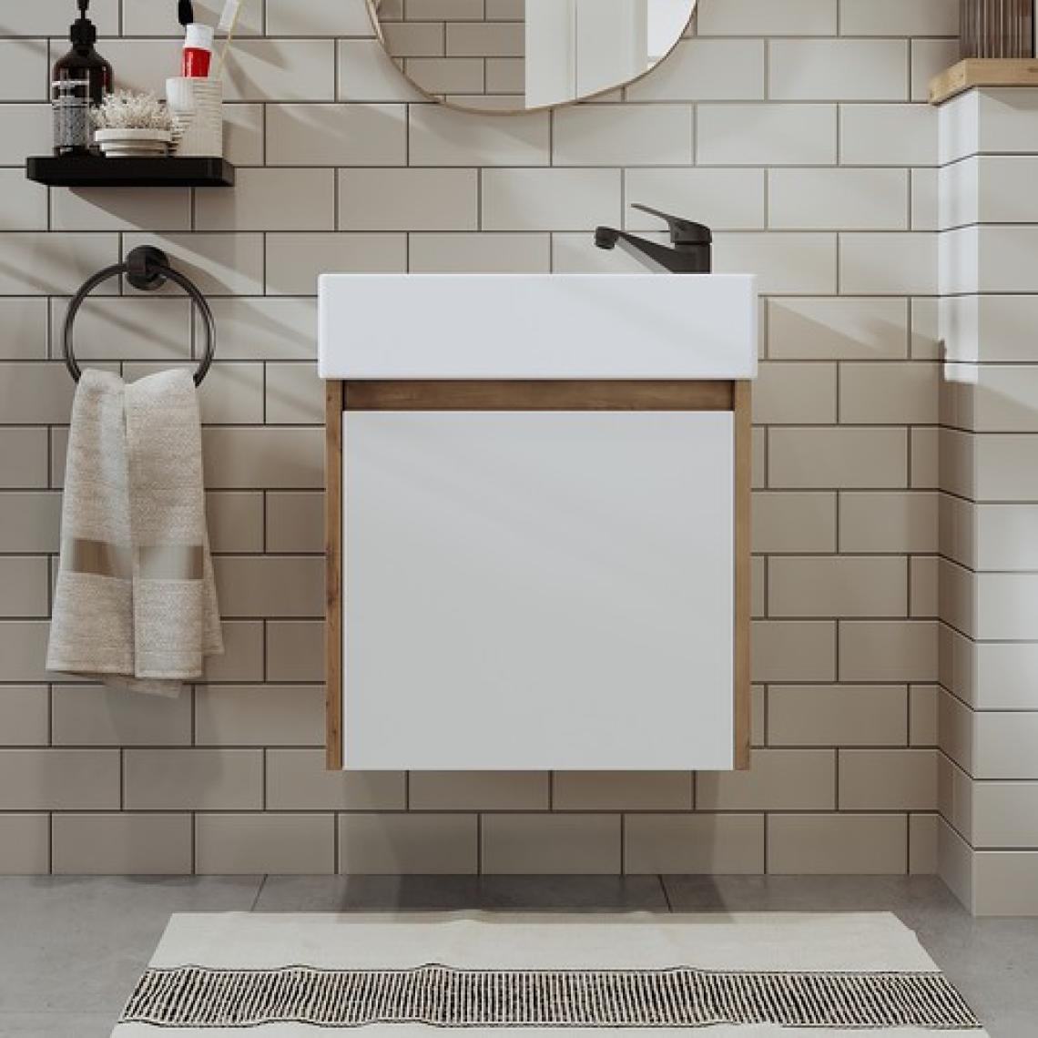 Roomart Ayaksız Tek Kapaklı Lavabolu 50 cm Banyo Dolabı