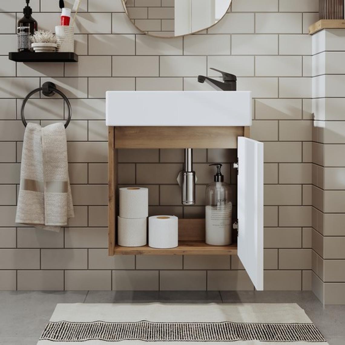 Roomart Ayaksız Tek Kapaklı Lavabolu 50 cm Banyo Dolabı