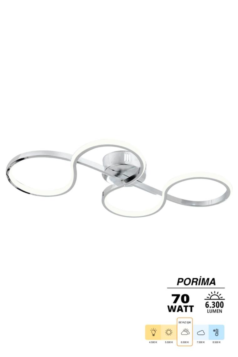 Porima Krom Modern Sarkıt Beyaz Işık Salon Mutfak Oda Hol Ledli Avize