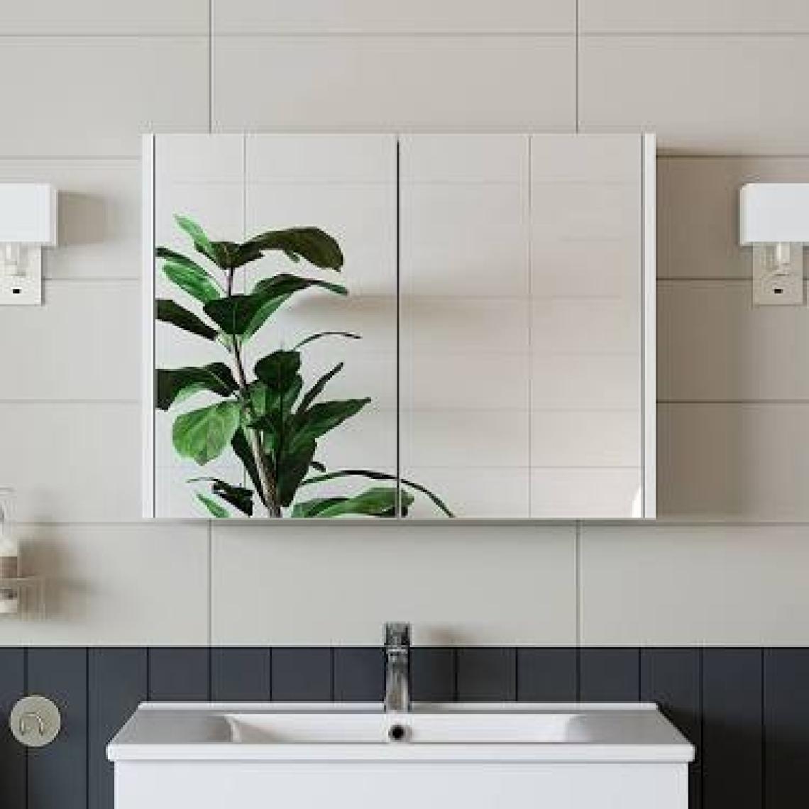 Banos Banyo Kulpsuz Tek Kapaklı Mat Beyaz Mdf 80 Cm Aynalı Banyo Üst Dolabı