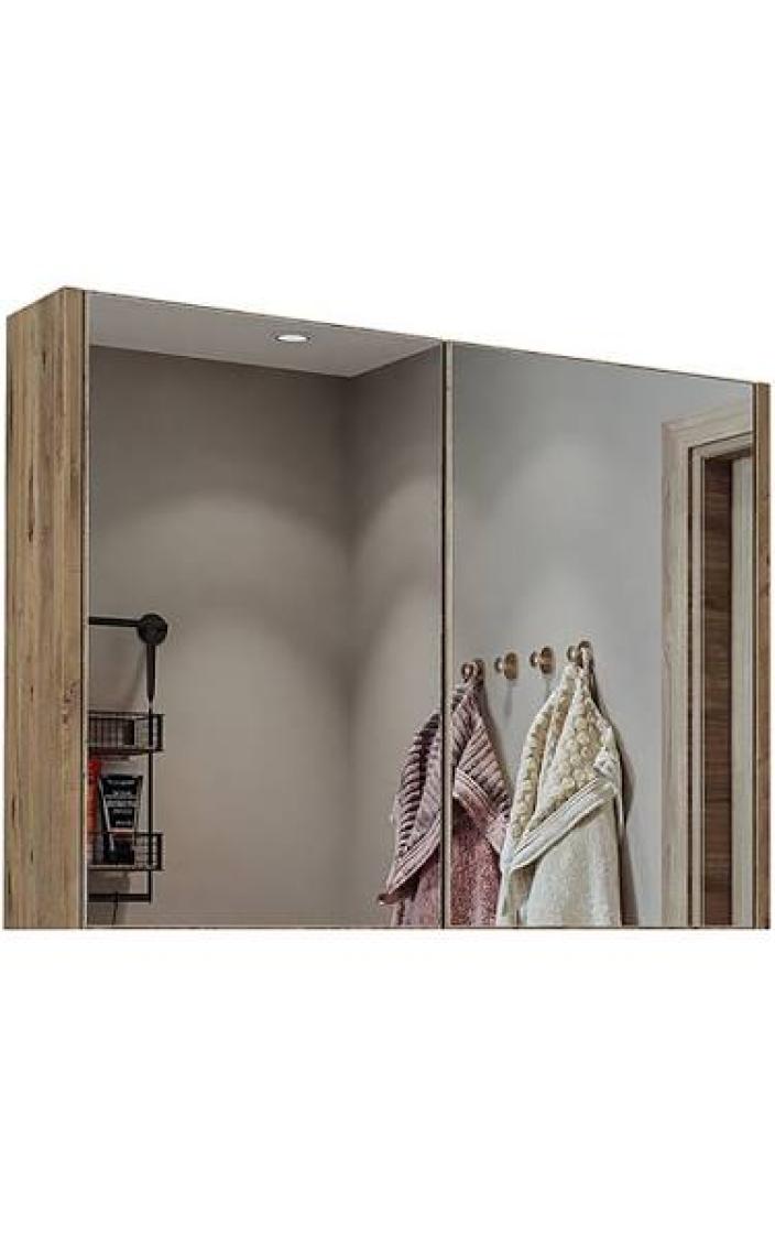 Banos Banyo Kulpsuz Tek Kapaklı Mat Beyaz Mdf 80 Cm Aynalı Banyo Üst Dolabı