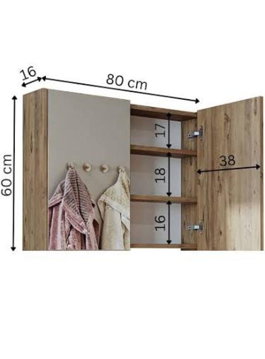 Banos Banyo Kulpsuz Tek Kapaklı Mat Beyaz Mdf 80 Cm Aynalı Banyo Üst Dolabı