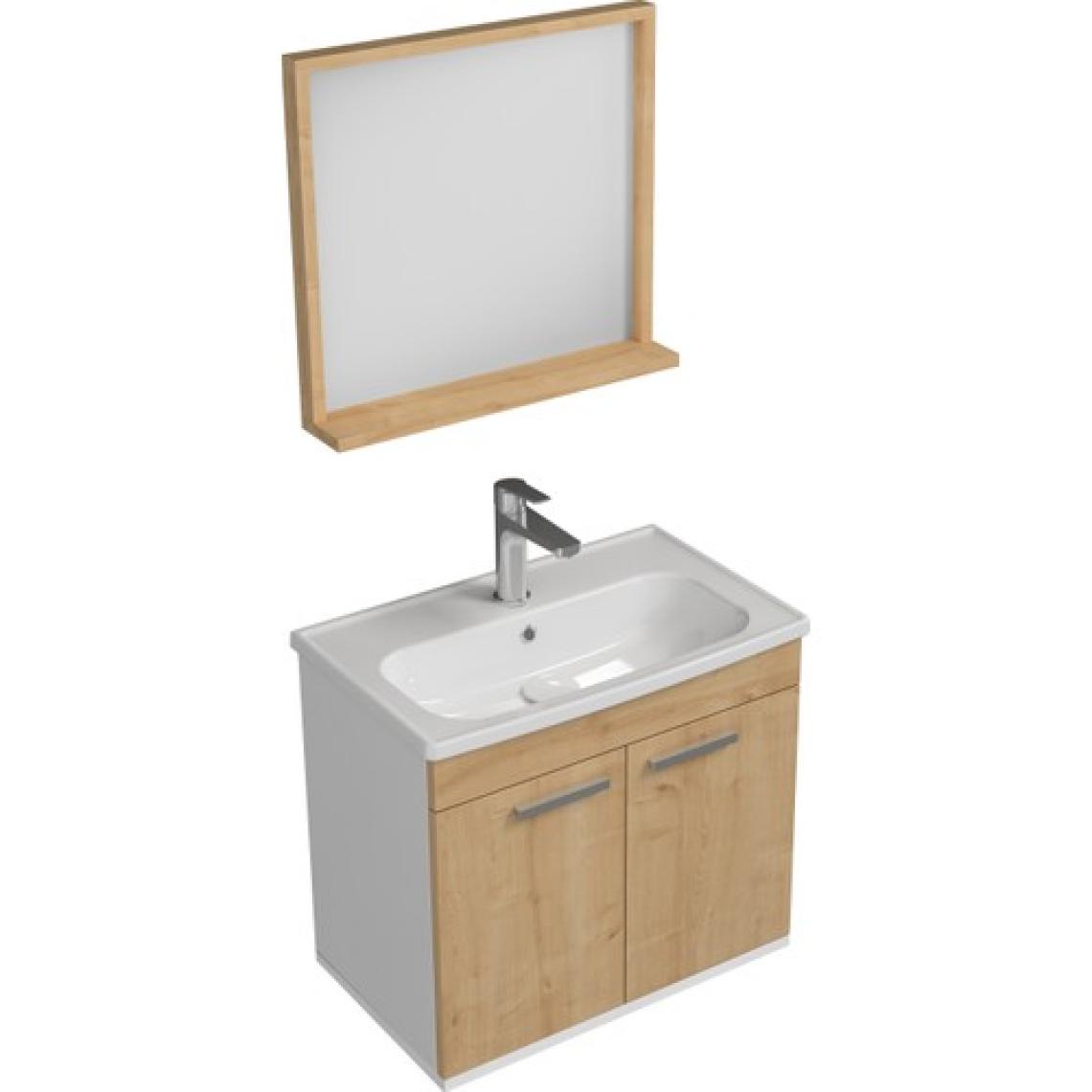 Ece Banyo Rubino Banyo Dolabı Beyaz - Meşe 60 cm