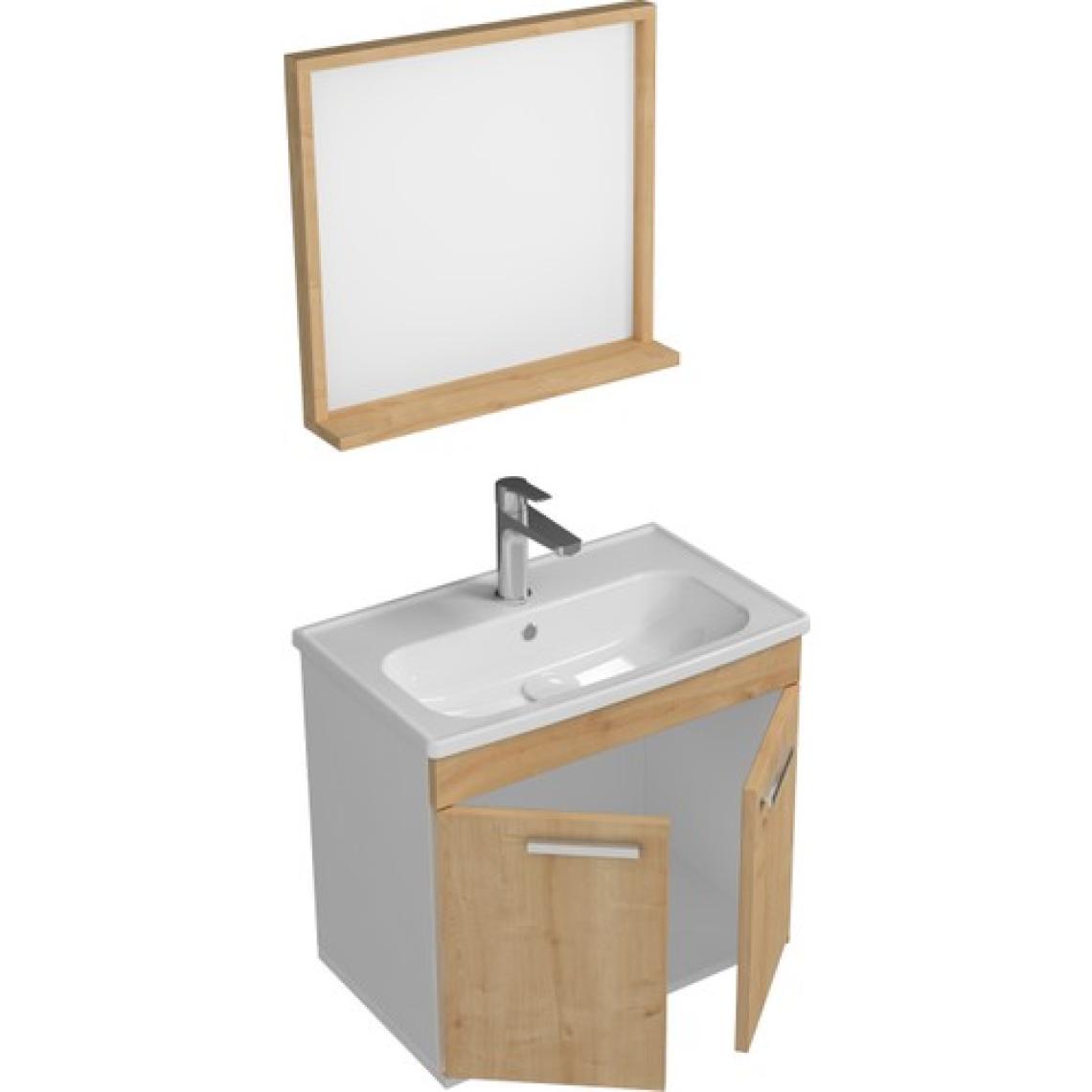 Ece Banyo Rubino Banyo Dolabı Beyaz - Meşe 60 cm