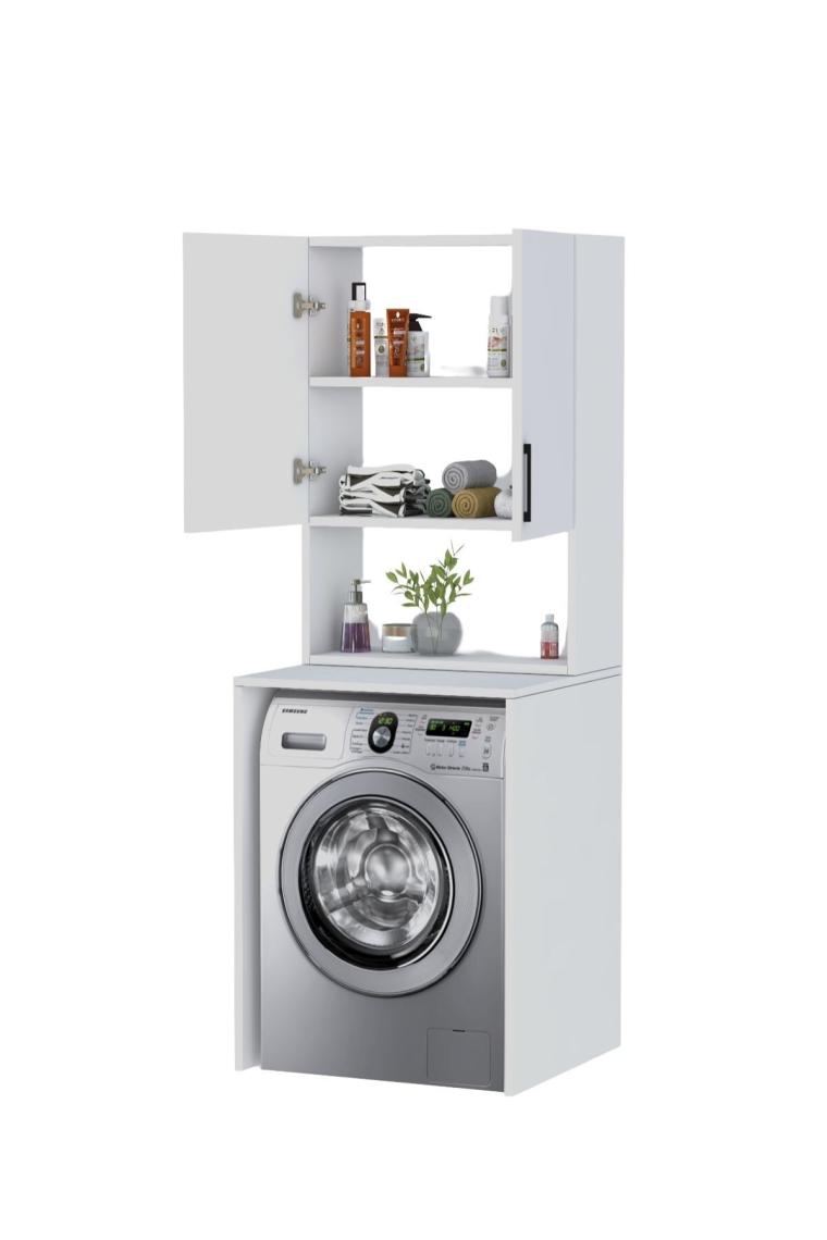 Moonlife Üst Dolaplı Çok Amaçlı Çamaşır Makinesi Dolabı Beyaz