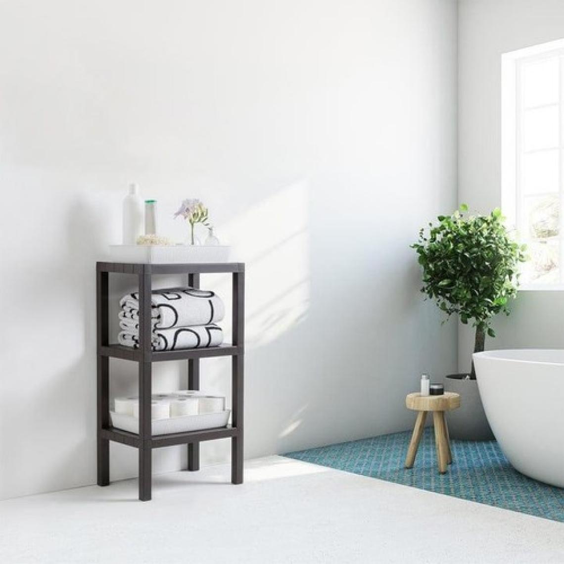 Trend Maison Dekoratif  Plastik Çok Amaçlı Banyo Düzenleyici-Saksılık-Kitaplık-Çiçeklik 3 Katlı Kahverengi