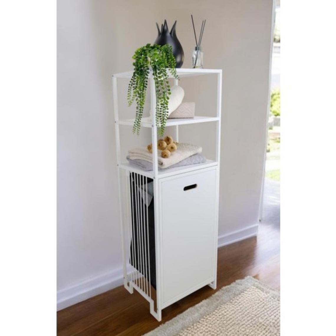 Digithome Metal Kirli Sepetli 3 Raflı Çok Amaçlı Banyo Düzenleyici Raf Organizer Beyaz/beyaz – MRS-013 C1-1-369