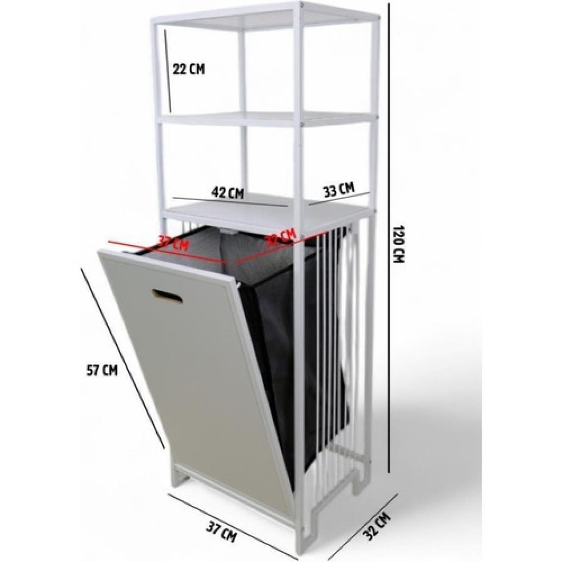 Digithome Metal Kirli Sepetli 3 Raflı Çok Amaçlı Banyo Düzenleyici Raf Organizer Beyaz/beyaz – MRS-013 C1-1-369