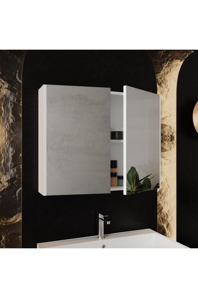 Karen Banyo Mimoza 80 cm Lavabolu Aynalı Banyo Dolabı Seti - Mdf Beyaz
