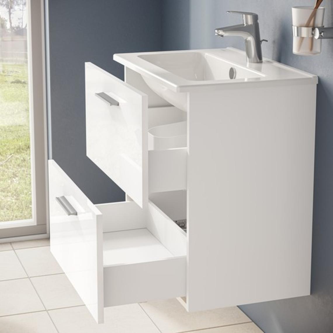 VitrA Mia 75021 Banyo Dolabı Seti, Çekmeceli, 60 cm, Parlak Beyaz