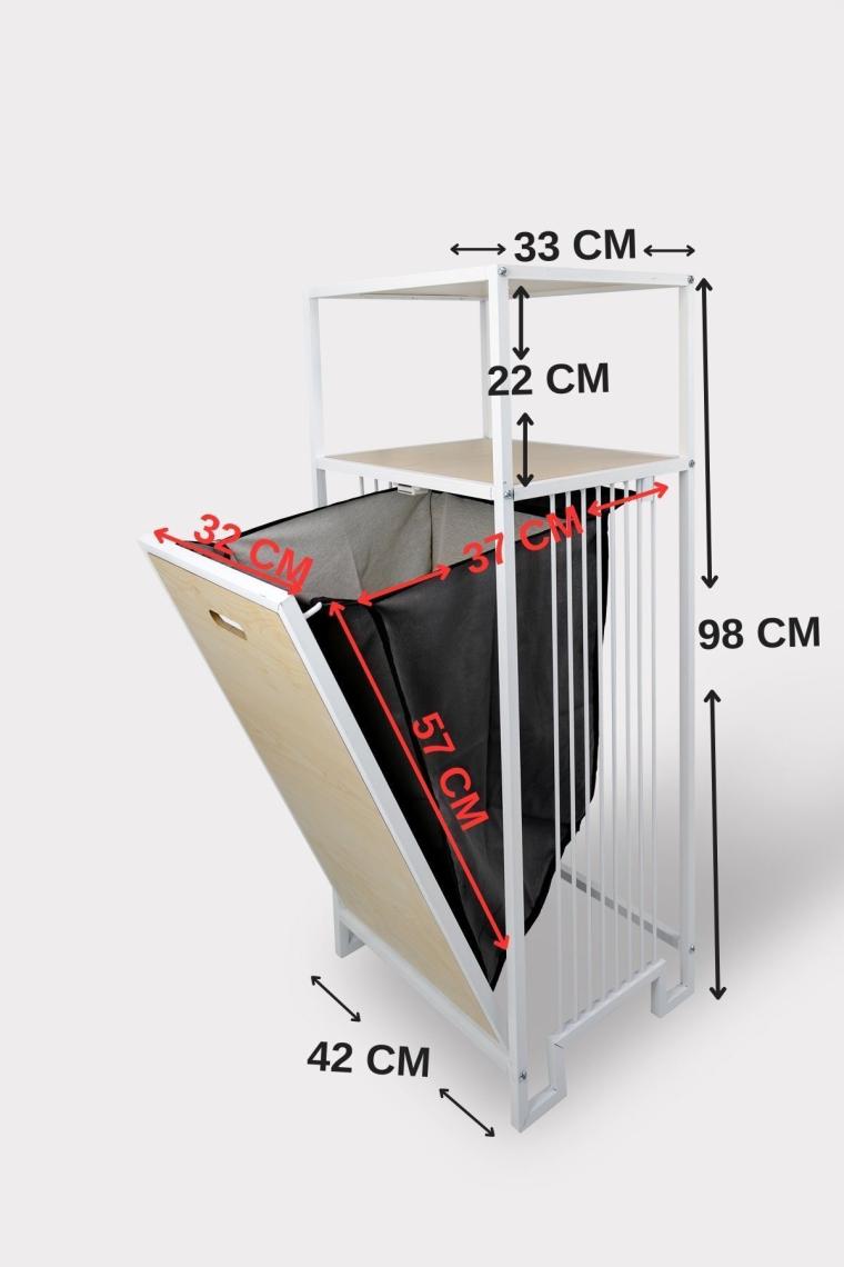 Digithome Metal Kirli Sepetli 2 Raflı Çok Amaçlı Banyo Düzenleyici Raf Organizer Akçaağaç – MRS-006 C1-1-369