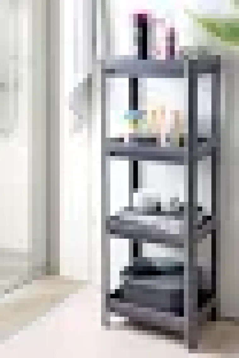 DEYHOME DEYHOMEVesken 4 Katlı Banyo Raf Ünitesi Gri Banyo Düzenleyici Şampuan Havluluk Deterjan Dolap