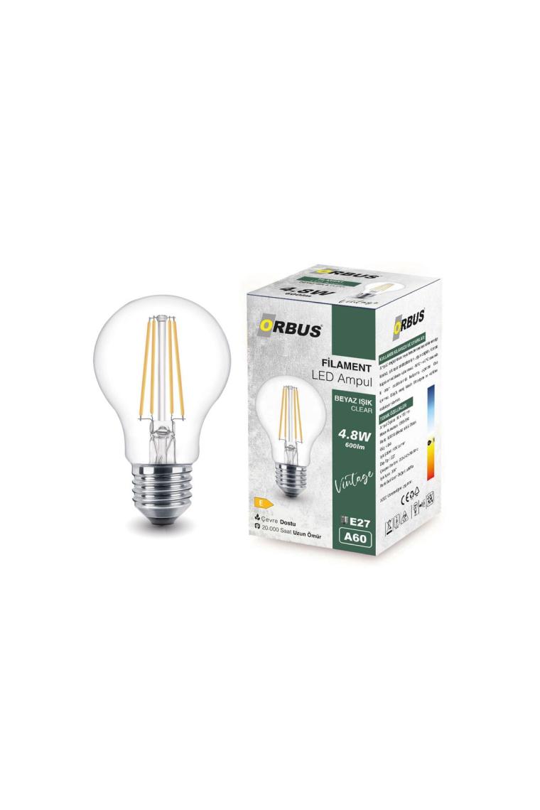 B60 4.8w Clear Ampul Beyaz Işik E27 600lm