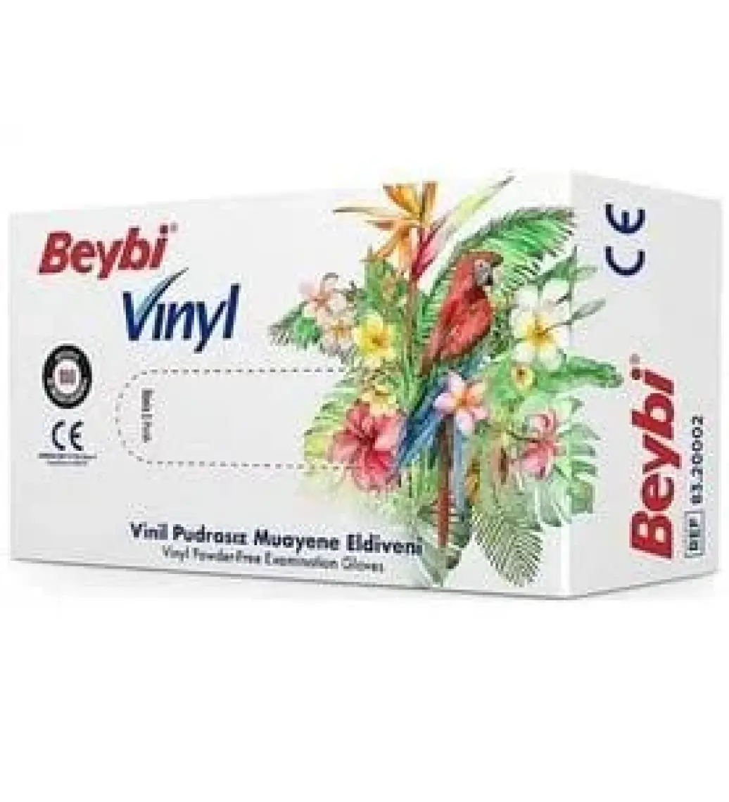 Beybi Pudrasız Vinil Muayene Eldiven - 100'LÜK Kutu S Beden
