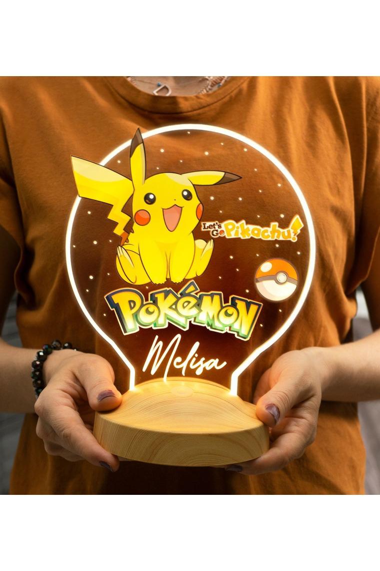 Pokemon, Pikachu Temalı Gece Lambası, Masa Lambası, Pokemon Çizgi Film Karakteri, Çocuk Odası Lamba