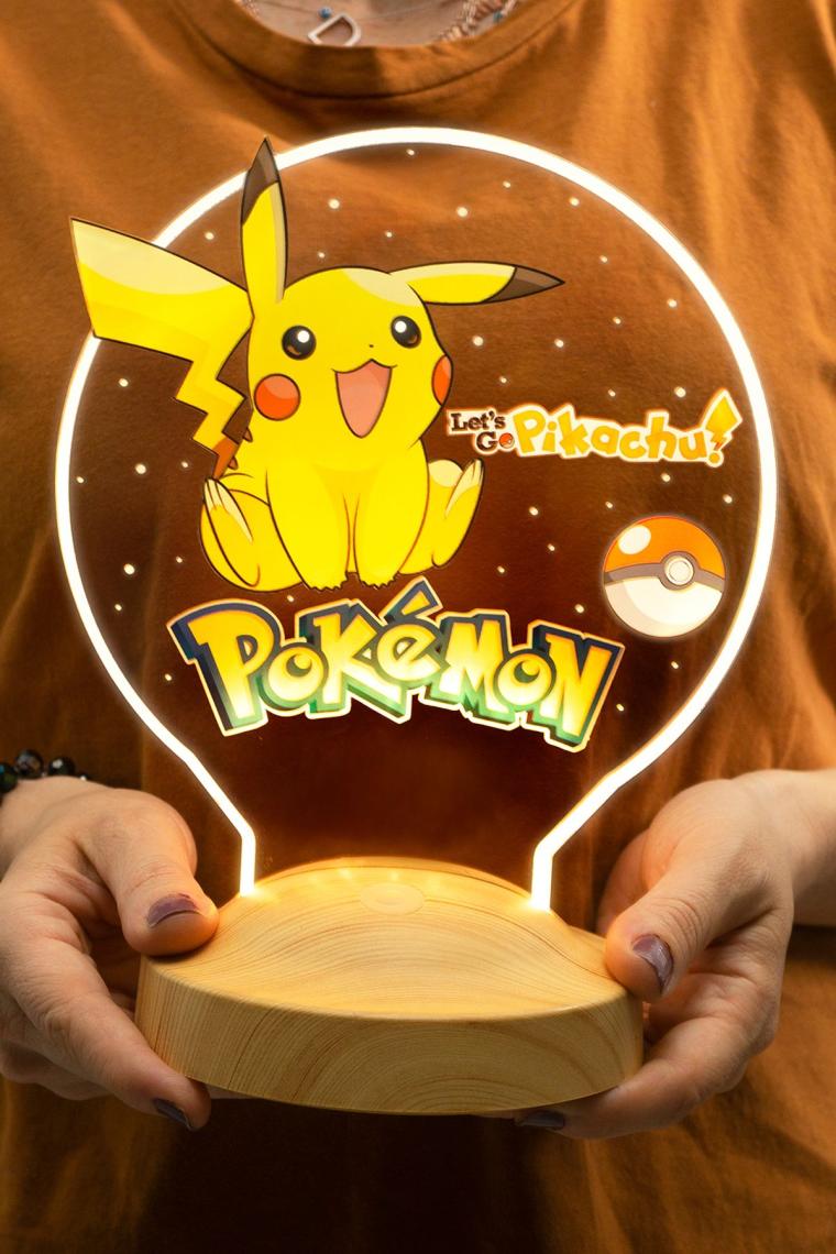 Pokemon, Pikachu Temalı Gece Lambası, Masa Lambası, Pokemon Çizgi Film Karakteri, Çocuk Odası Lamba