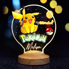 Pokemon, Pikachu Temalı Gece Lambası, Masa Lambası, Pokemon Çizgi Film Karakteri, Çocuk Odası Lamba