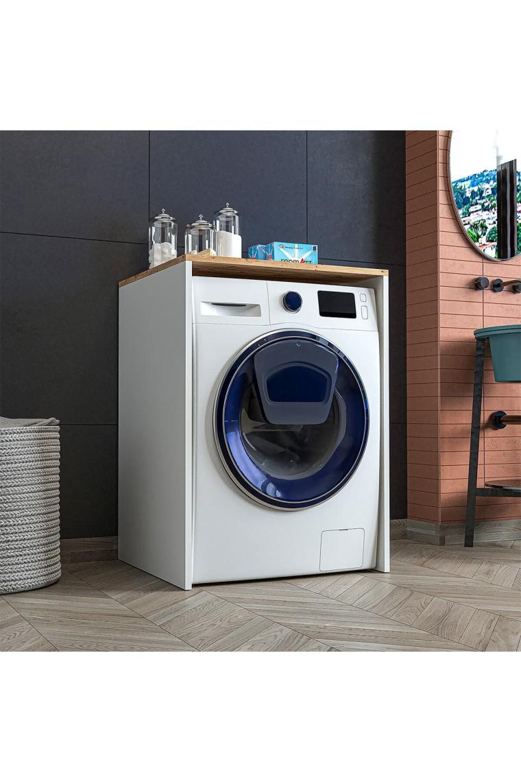 Banos Banyo Çamaşır-kurutma Makinesi Kapaksız Banyo Dolabı Mat Beyaz-atlantik