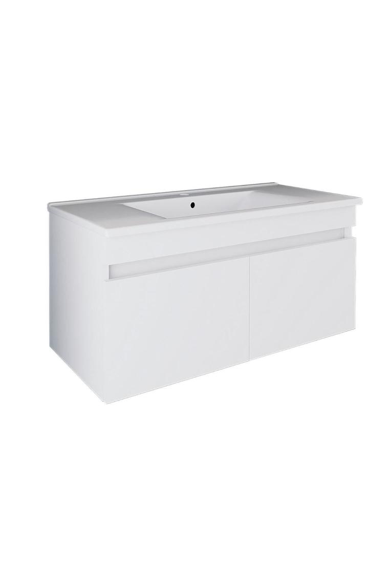 Roomart Ld3 Ayaksız 2 Kapaklı Lavabolu Beyaz Mdf 100 Cm Banyo Dolabı