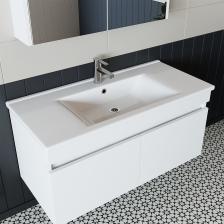 Roomart Ld3 Ayaksız 2 Kapaklı Lavabolu Beyaz Mdf 100 Cm Banyo Dolabı