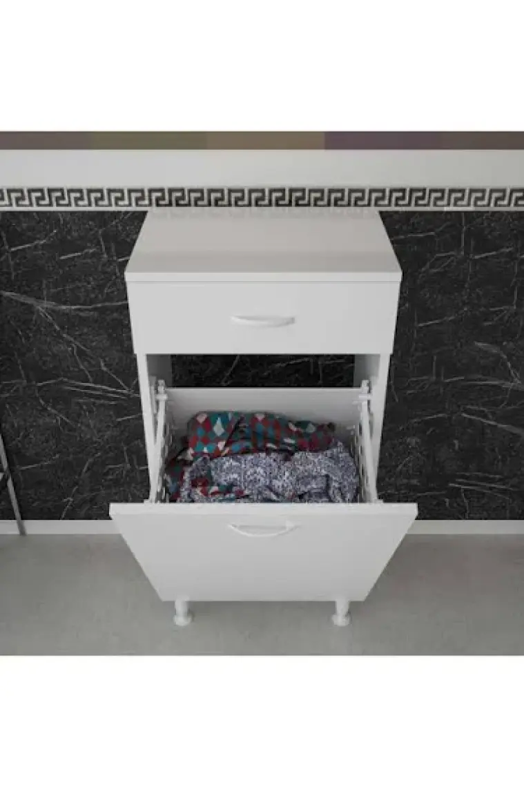 Sepetli Kirli Çamaşır Dolabı Banyo Dolabı Çok Amaçlı