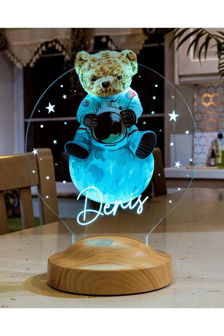 Ayı Teddy, Ayıcık Led Lamba, Doğum Günü Hediyesi Renkli Baskılı Led Lamba Gece Lambası