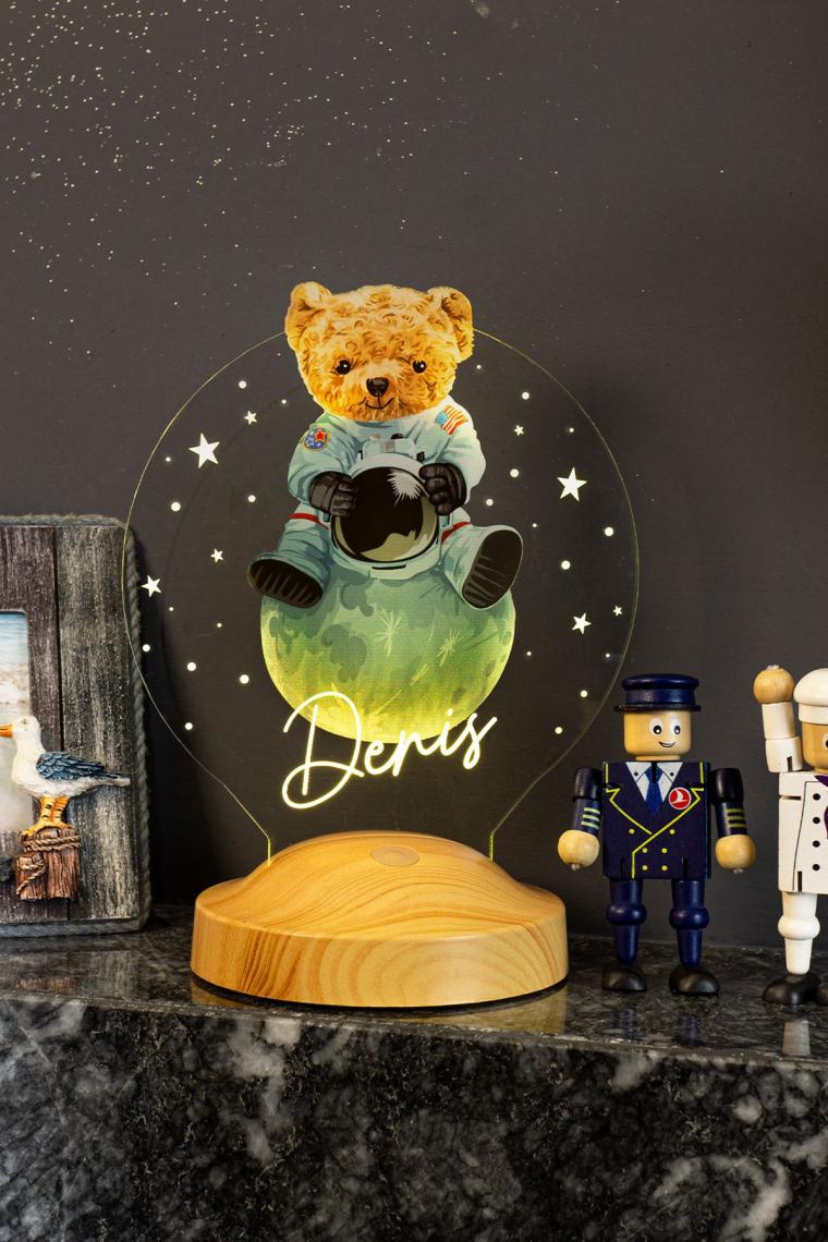 Ayı Teddy, Ayıcık Led Lamba, Doğum Günü Hediyesi Renkli Baskılı Led Lamba Gece Lambası