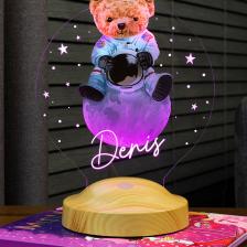 Ayı Teddy, Ayıcık Led Lamba, Doğum Günü Hediyesi Renkli Baskılı Led Lamba Gece Lambası