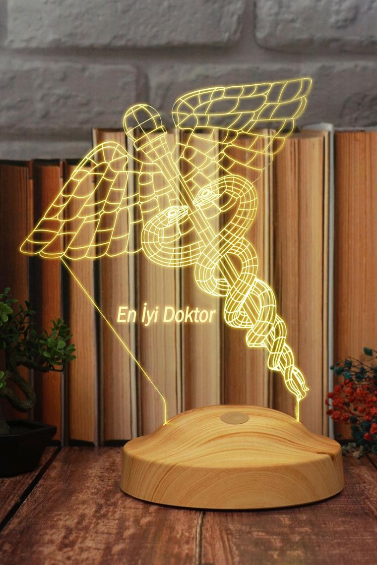 Tıp Sembollü Doktor 3d Led Lamba, Doçent Doktor Ofis Ve Muayenehane Hediyesi, Tıp Bayramı Hediyesi