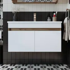 Roomart Ld3 Ayaksız 2 Kapaklı Lavabolu Beyaz Mdf 85 cm Banyo Dolabı