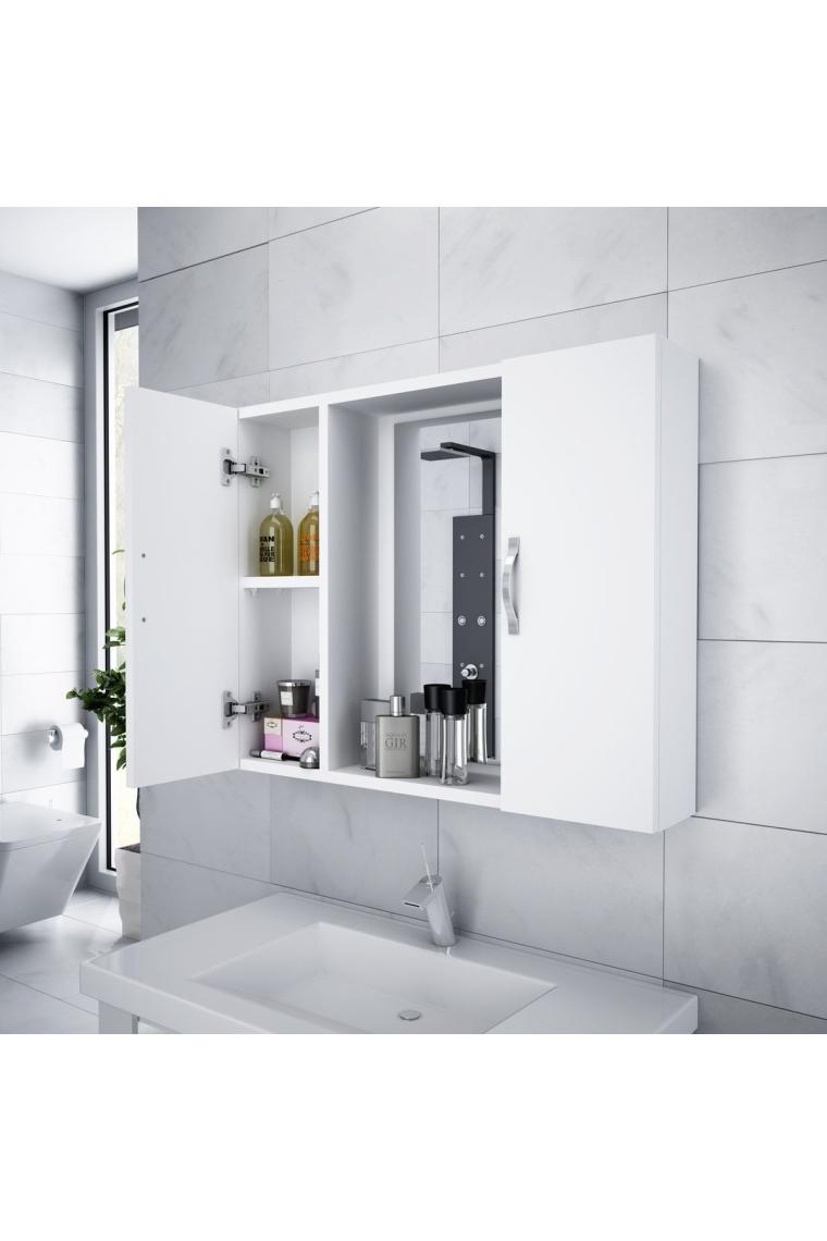Beyaz Aynalı Banyo Dolabı