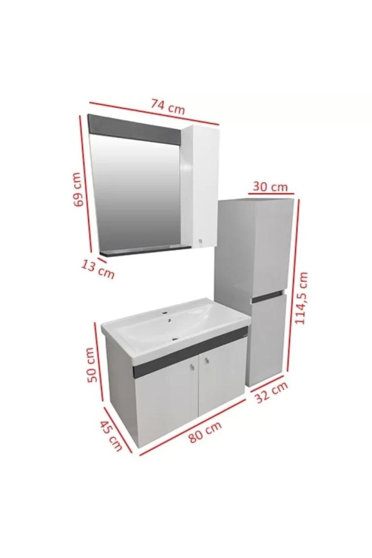 Karen New Bahar 80 cm Banyo Dolabı + Boy Dolabı