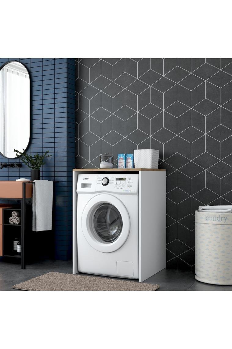 Rani Kd103 Çamaşır - Kurutma Makinesi Dolabı Kapaksız Beyaz - Sepet Ceviz
