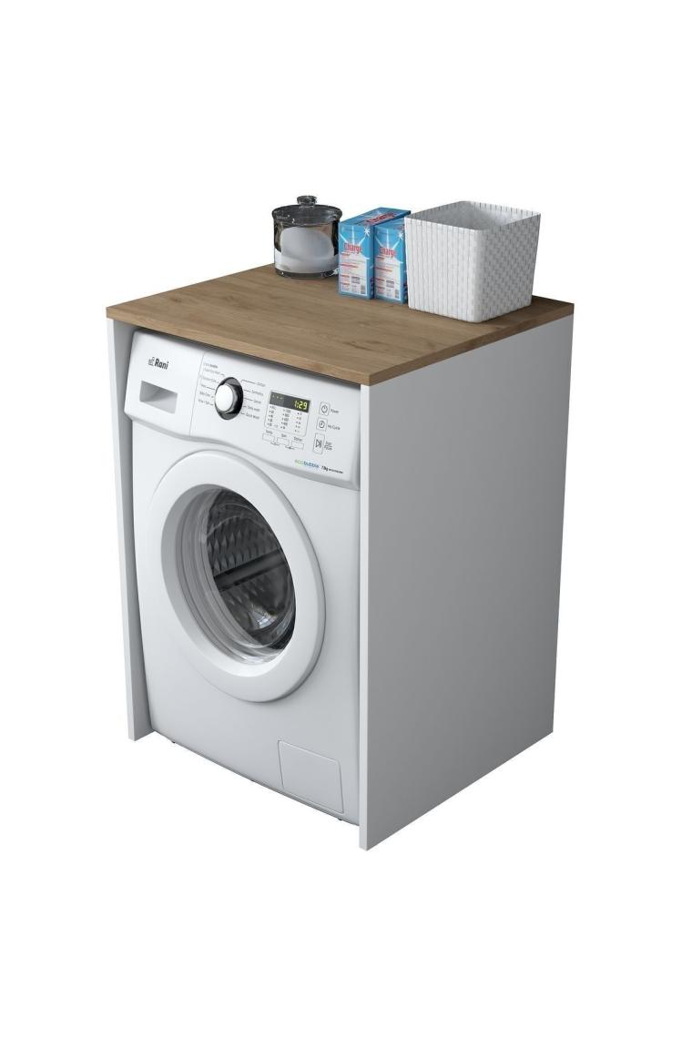 Rani Kd103 Çamaşır - Kurutma Makinesi Dolabı Kapaksız Beyaz - Sepet Ceviz