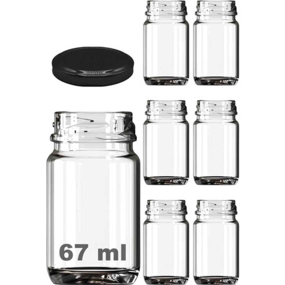 Afracam 67 ml Metal Siyah Kapaklı Shot Şişesi 67 cc Şeffaf Küçük Kavanoz 6 Adet