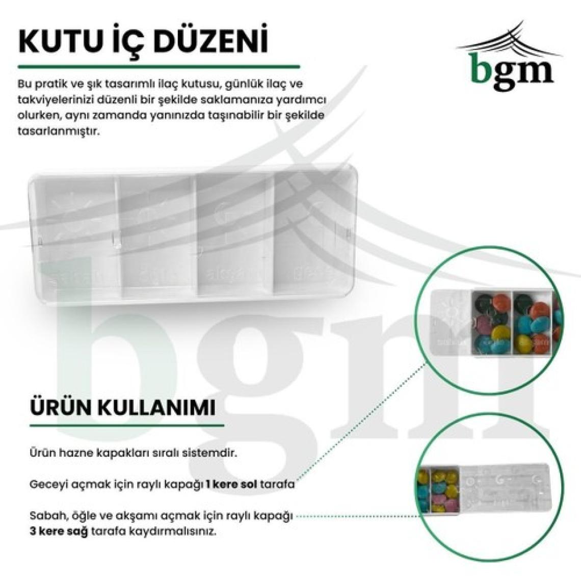 BGM Ilaç Kutusu Günlük 4 Bölmeli Raylı Ilaç Saklama Kutusu Ilaç Organizeri