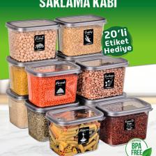12'li 24 Parça 1,2 Litre Saklama Kutusu ve Baharatlık Seti, Etiketli, Gri