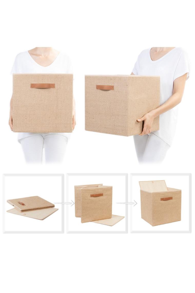 2 Adet Jüt Dolap Içi Çamaşır Oyuncak Düzenleyici Katlanır Saklama Kutusu Organizer 33x30x33