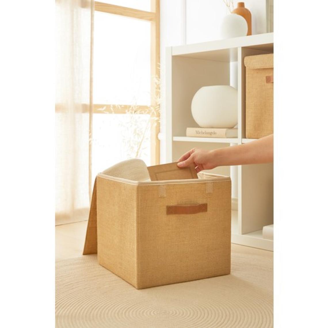 Ocean Home Textile Jüt Kapaklı Dolap İçi Çamaşır Oyuncak Düzenleyici Katlanır Saklama Kutusu 30x30x30 cm