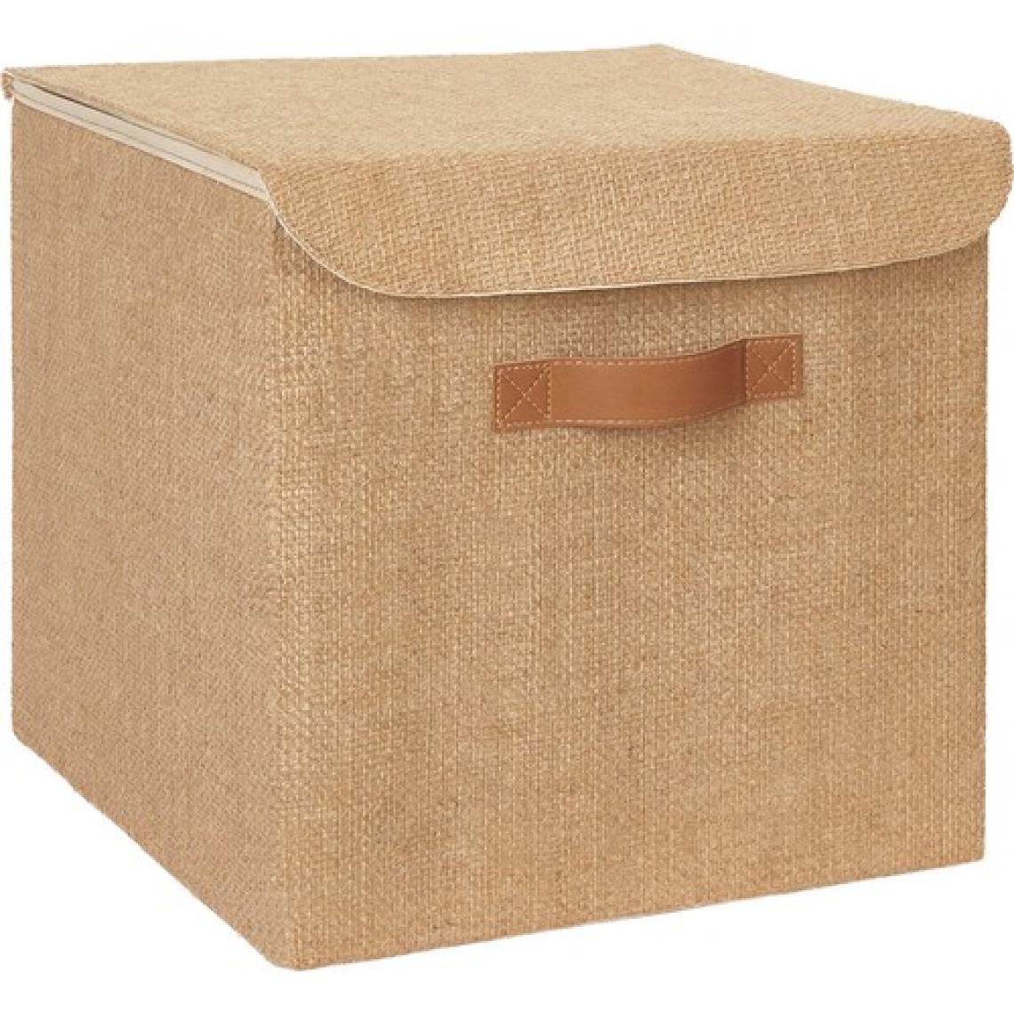 Ocean Home Textile Jüt Kapaklı Dolap İçi Çamaşır Oyuncak Düzenleyici Katlanır Saklama Kutusu 30x30x30 cm