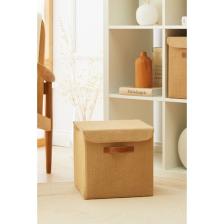 Ocean Home Textile Jüt Kapaklı Dolap İçi Çamaşır Oyuncak Düzenleyici Katlanır Saklama Kutusu 30x30x30 cm