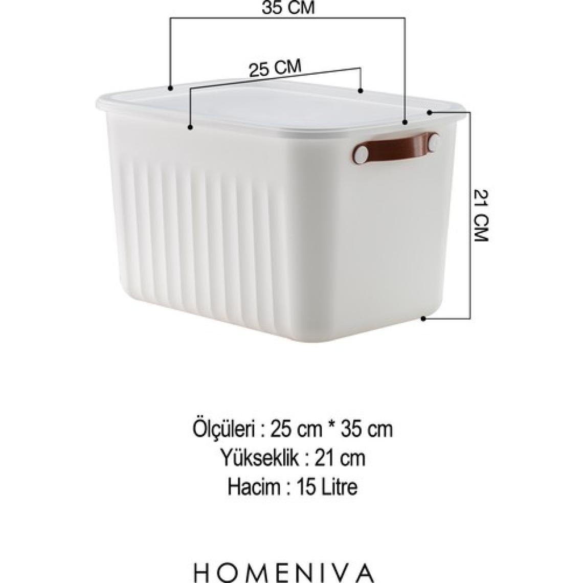 Homenıva 3 Adet Storage Bo x  15 Lt Çok Amaçlı Düzenleyici Kapaklı Kutu, Dekoratif Saklama Kutusu