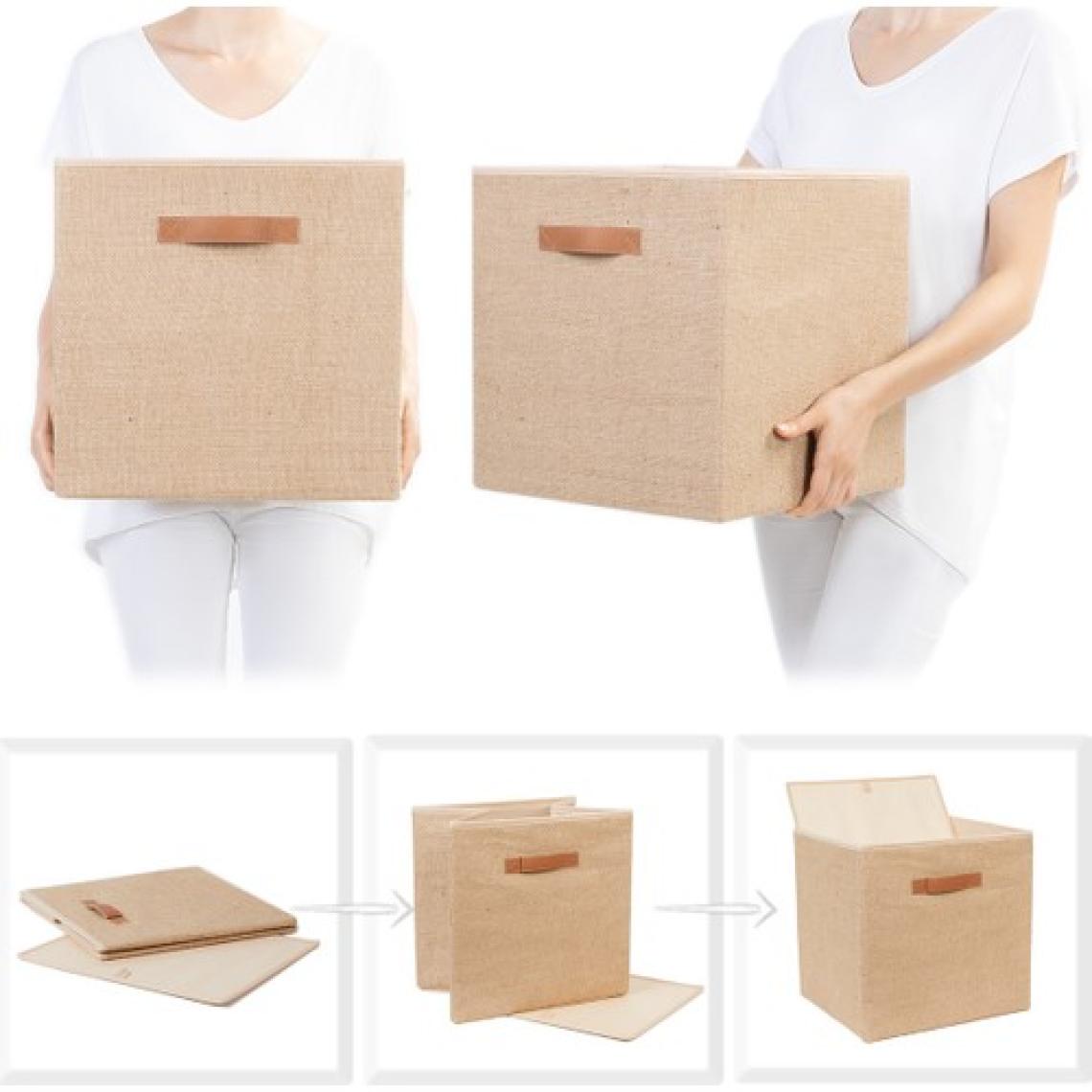 Ocean Home Textile Jüt Dolap İçi Çamaşır Oyuncak Düzenleyici Katlanır Saklama Kutusu Organizer 33x30x33 cm