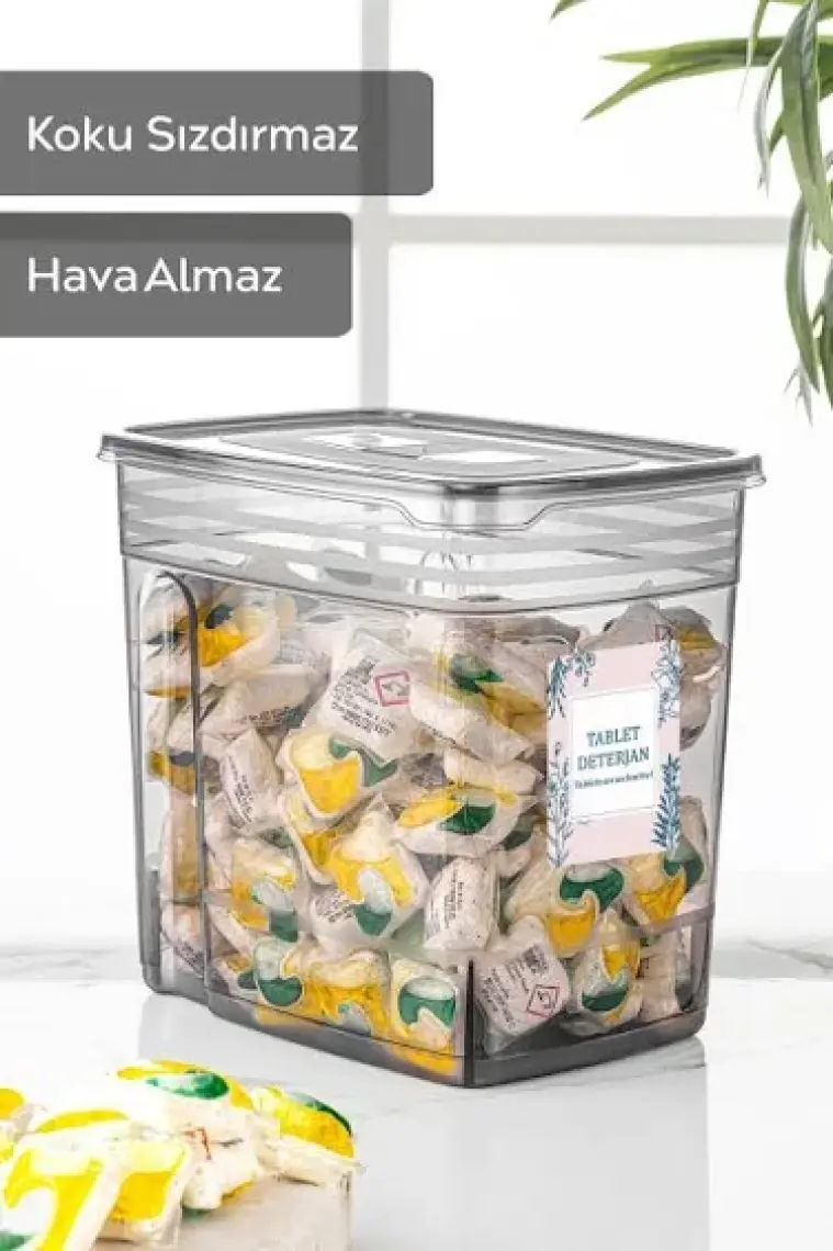 Meleni Home 2 Adet Mega Boy Deterjan Saklama Kutusu - Pratik Kapaklı Tablet Deterjan Saklama Kabı 2x5,5 Lt