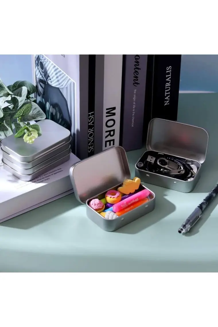 Gymo Boş Metal Aksesuar Teneke Kutu Gri 9.5X6X2 cm