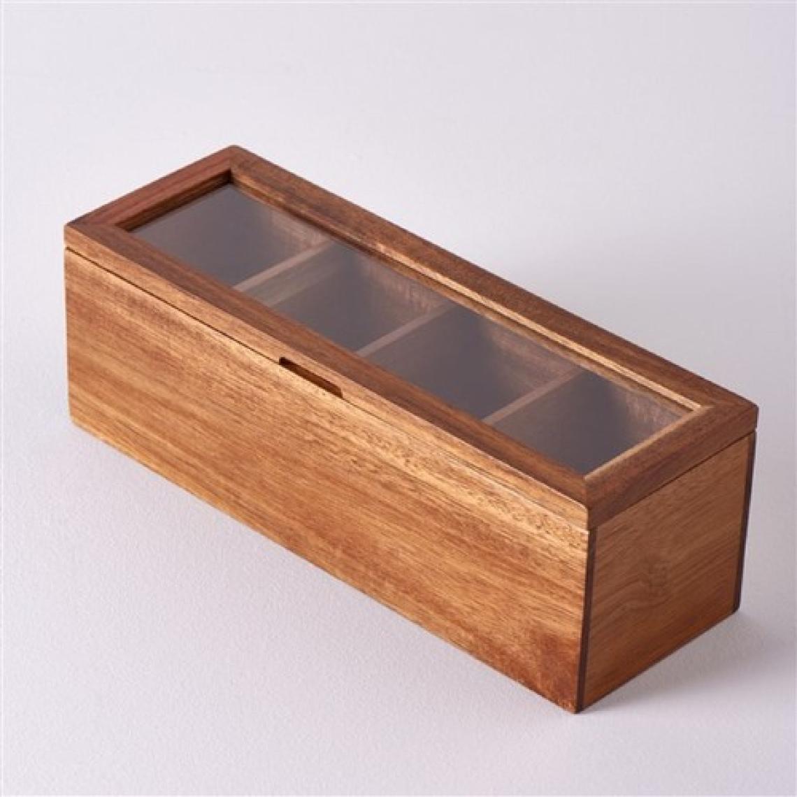 Linens Accacia Akasya Ahşap Düzenleyici Kutu, Kilitsiz Kapak - 26,5 cm x 9 cm x 9 cm