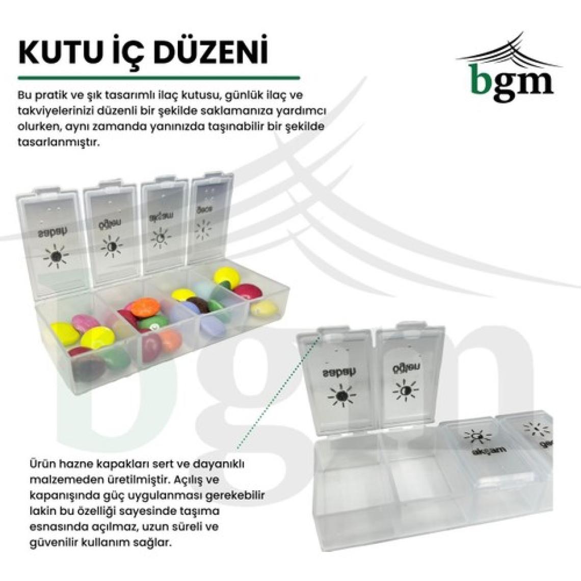 BGM Ilaç Kutusu Günlük 4 Bölmeli Ilaç Saklama Kutusu Ilaç Organizeri
