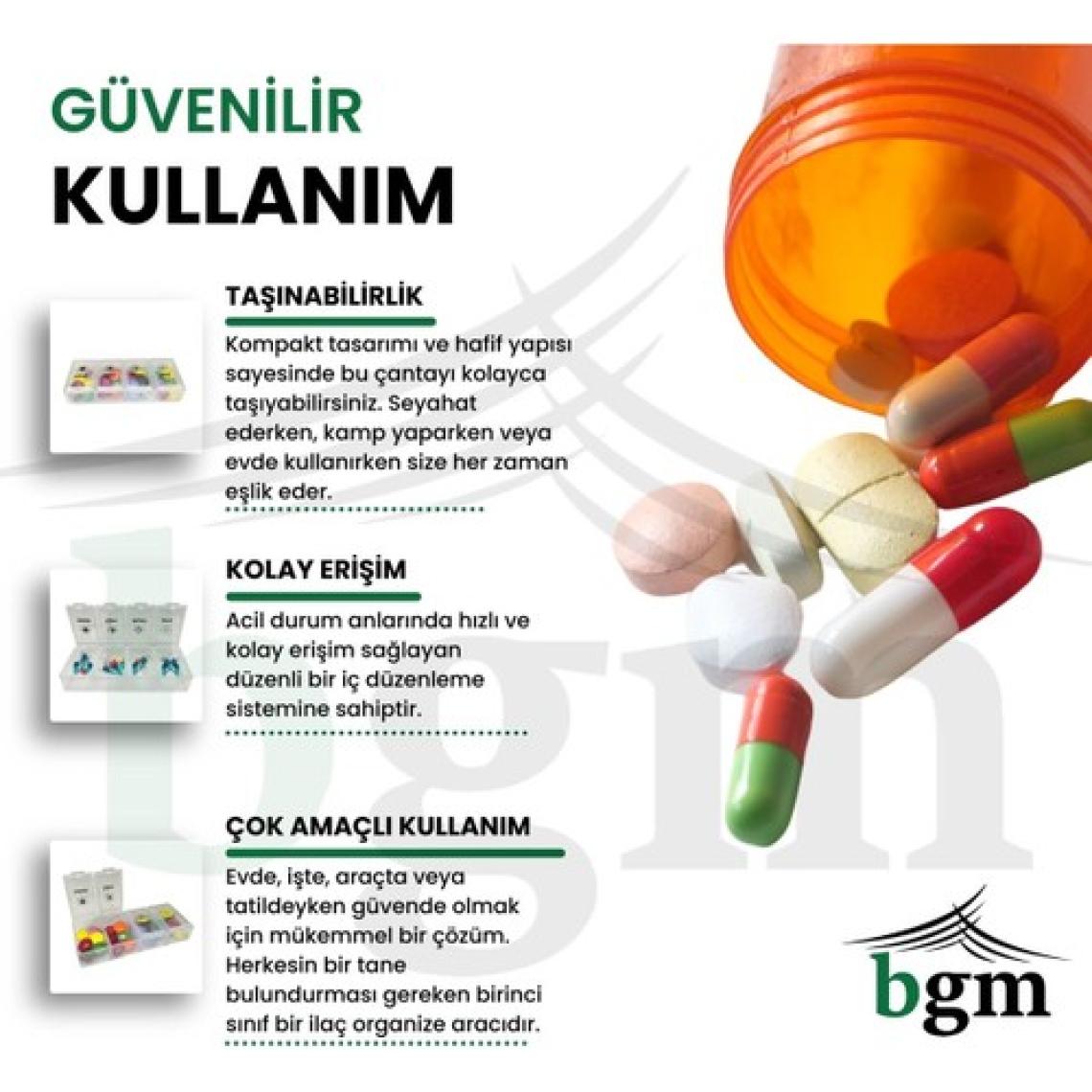BGM Ilaç Kutusu Günlük 4 Bölmeli Ilaç Saklama Kutusu Ilaç Organizeri